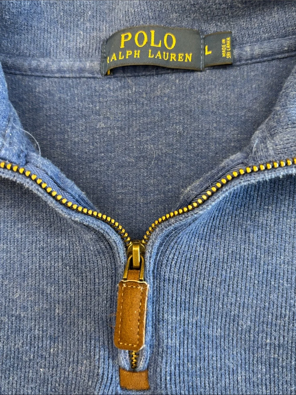 Polo‎ Ralph Lauren Blue Knit Quarter Zip Pullover Pony Logo Sweater Size Large